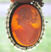 Great carved Vintage Earrings (clips) & Brooch/Pendant Silver/Gold with the pearls circa 1935