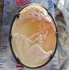 Museum Quality Art Deco Conch shell - Danae and the Golden Rain Conch shell in the Silver brooch circa 1890-1915. Signed