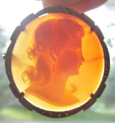 Great 800 Silver with marcasite Brooch/Pendant Well hand carved Carnelian shell circa 1935-1945