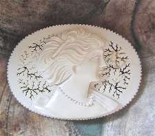 The bone hand carving portrait from Italy Marked Silver brooch circa 1940-1950.