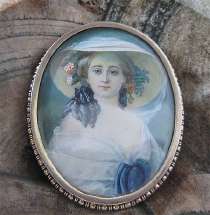 Greatly detailing circa 1890 hand painting water color In hallmarked 800 Silver(?) C-type clasp Brooch