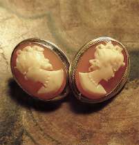 Vintage circa 1950th hand carved/signed shell Marked 800 Silver Italian Earrings