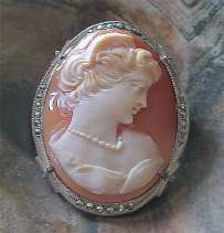 Quality hand carved profile circa 1940th 800 Silver marcasite Brooch/Pendant