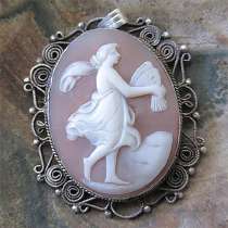 Psyche Symbol of Soul - Quality hand carved carnelian shell In the Silver filigree Pendant circa 1910th - 1920th