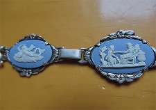 5 Roman Mythology Wedgewood Scenes circa 1910th Classic Marked Decorative Silver 7-3/4”Bracelet.