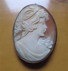 Hallmarked 800 Silver 1960th - 1970th Brooch/Pendant Big Stylish hand carved Beauty Conch shell