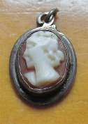 Hand Carved Sardonyx shell circa 1930th. Silver Pendant from Italy.