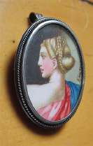 Quality intricately hand painting & signed watercolor 800 Silver Brooch/Pendant circa 1910th - 1920th.