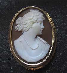 Best Quality hallmarked 800 Silver/Gold filled Brooch/Pendant Hand carved/signed Sardonyx shell circa 1910th - 1930th.