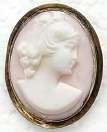 Nice Sculptured Gold over Sterling Silver Pink Shell Cameo Pin Pendant